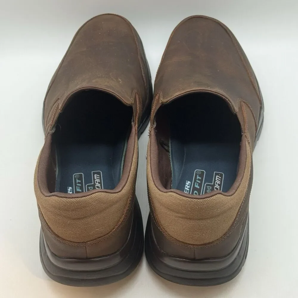 Skechers Glides Calculous 64589 Loafers Men's 16 Dark Brown Leather Gel Infused